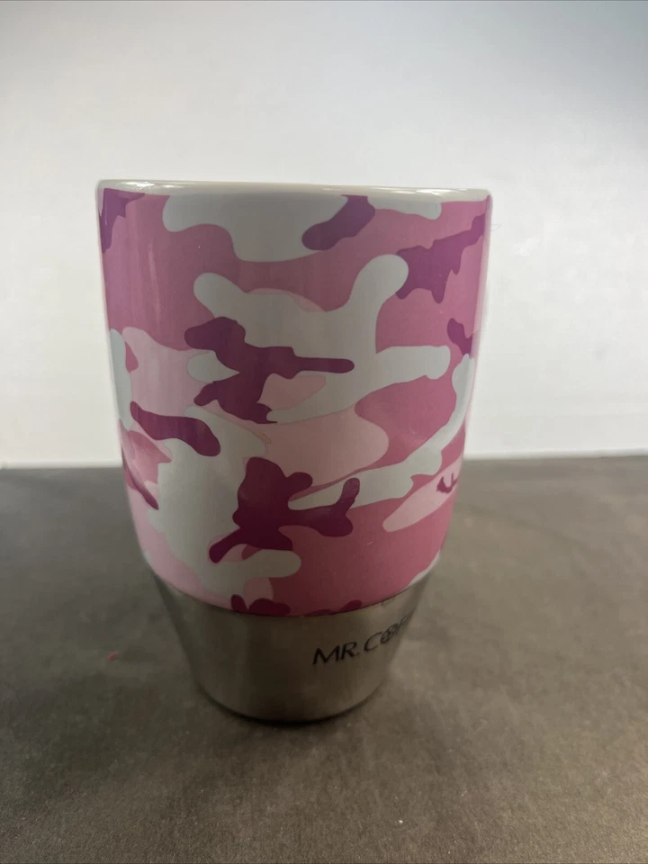 Taza de viaje Mr. Coffee rosa camuflaje aislada cerámica inoxidable 16 oz Foto 3 de 4