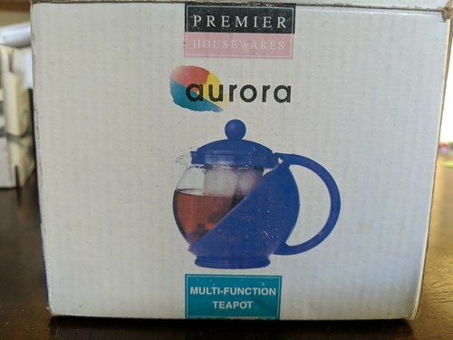 Premier Housewares AURORA Multi-Function TEAPOT purple & clear glass) - Picture 3 of 5