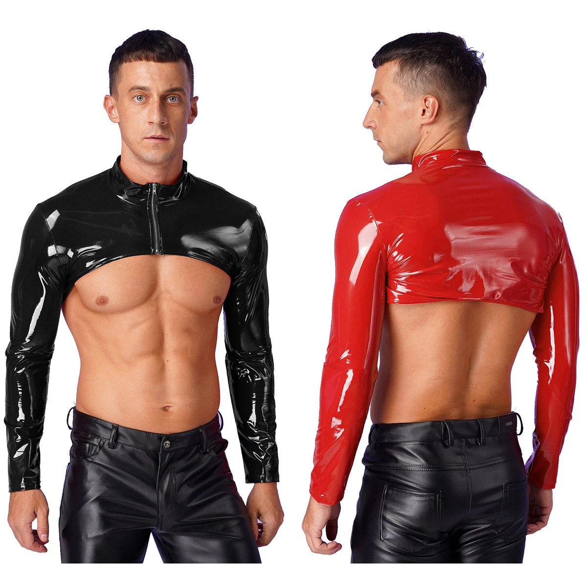 Leather crop top shop long sleeve