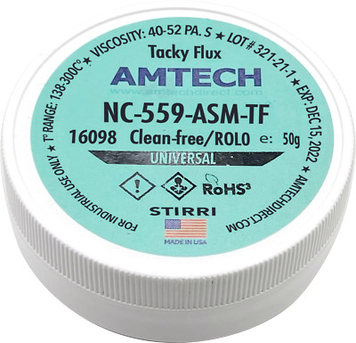 Amtech Nc 559 v2 tf Flux (pasta Fundente) No Clean Tacky, 30cc, Genuino De USA Flux Pegajoso No Clean 30cc