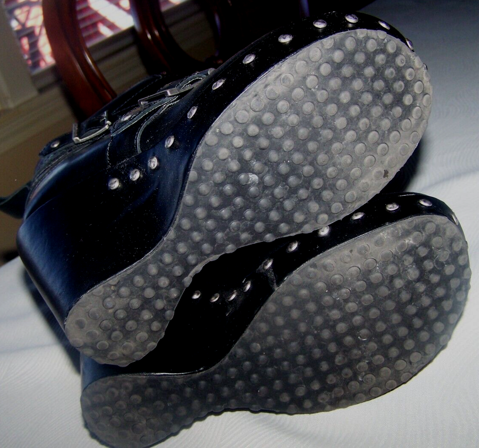 Harley Davidson Motor Cycles Black Studded Zip Women's Boots Size 5 M