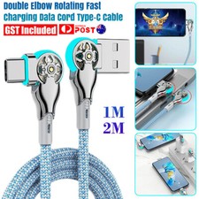 AU Double Elbow Rotating Fast Charging Data Cord Type-C Cable For iPhone Samsung