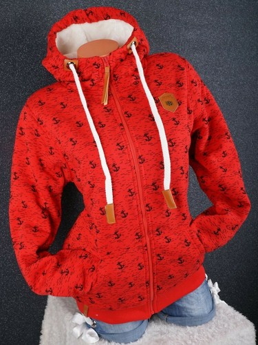 Damen Sweat Jacke Kapuze Hoodie Teddyfell gefüttert Futter Anker L XL 2XL 3XL - Bild 36 von 54