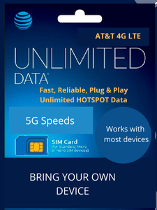 ATT Unlimited Hotspot Data Plan 4G LTE, Monthly $125/mo No Throttle No