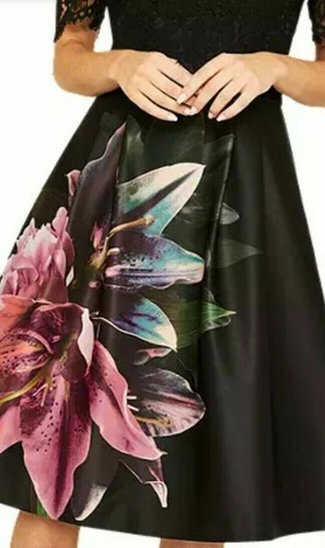 Oasis Black Lace Cold Shoulder Pink Blue Lily Floral Dress 10 VGC Worn Once - Picture 3 of 12
