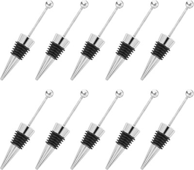 10PCS Beadable Wine Stoppers, Beaded Bottle Cap Zinc Alloy Reusable Corkscrew 