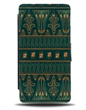 Green and Gold Traditional Egyptian Bugs Flip Wallet Case Symbols Symbol AI64