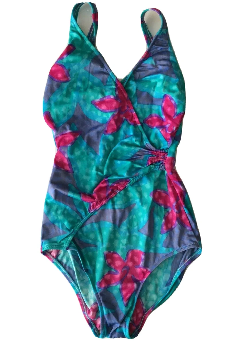 VTG 60s Maxine of Hollywood One Piece Multicolored Swimsuit Size