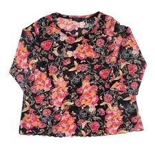 Womens Tunic 3X Black Rose Floral Semi-Sheer ...