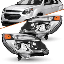 For 2016 2017 Chevy Equinox Factory Halogen Chrome Headlight 16 17 Headlamp Pair