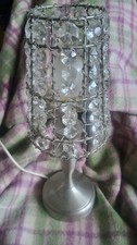 Crystal Shade Silver Metal Coloured Table Lamp - Height 16.5 "