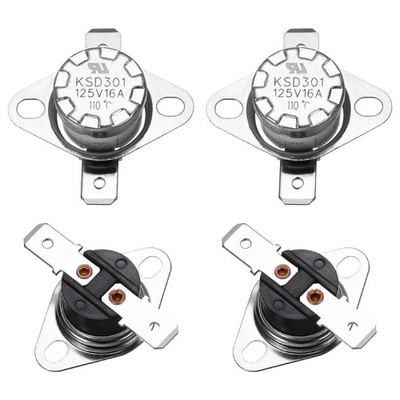 uxcell 4 Pcs KSD301 Thermostat 110°C/230°F 16A Normally Closed N.C Silver 