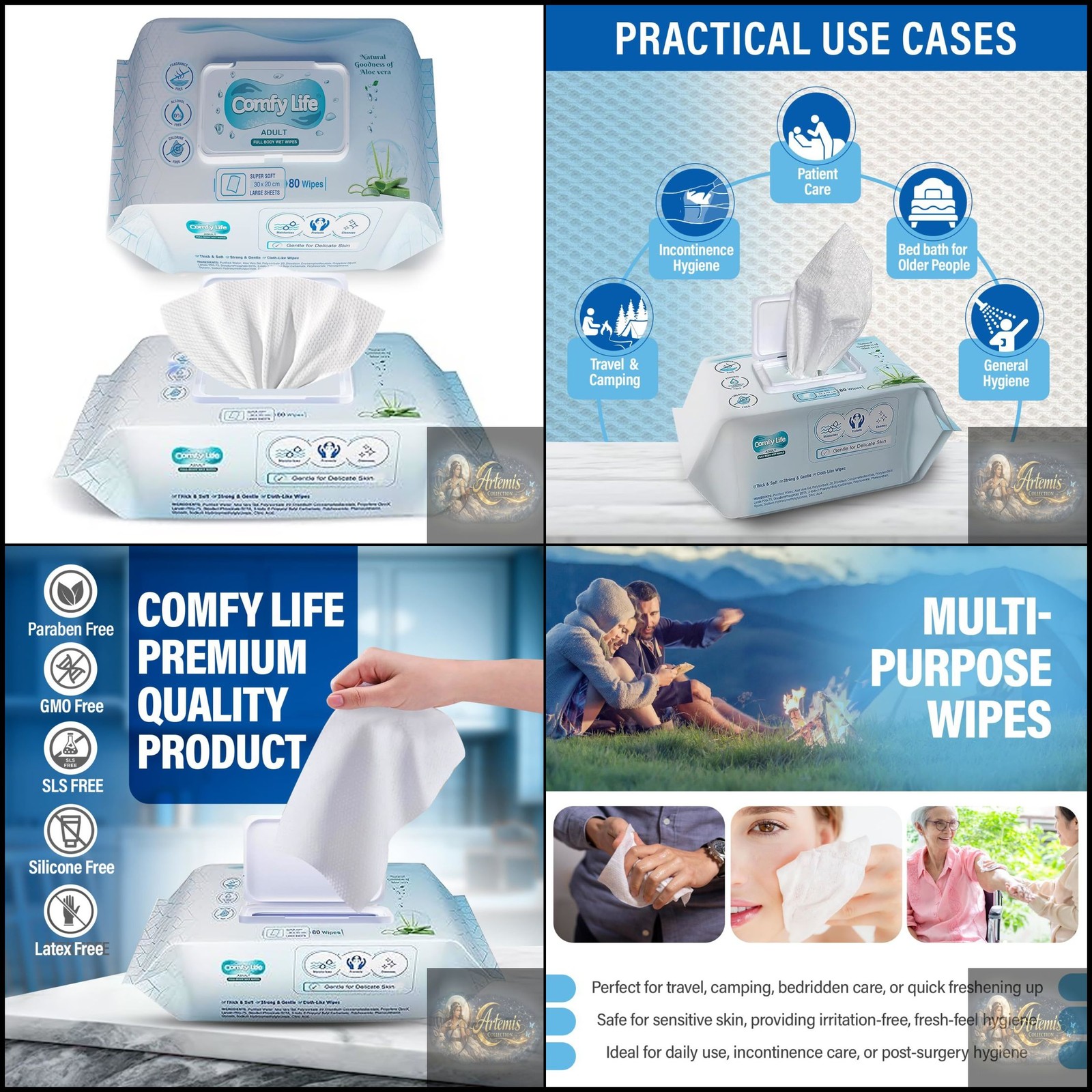 Comfy Life Premium Full Body Cleansing Wet Wipes - Image 2