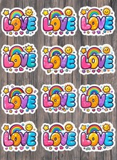 Bright Colorful Love Die Cut Vinyl Stickers Set Scrapbooking Laptop Waterbottle