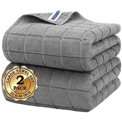 HOMERHYME Microfiber Bath Towels 2 Pack (22'' x 48'') - Lightweight Quick Dry...