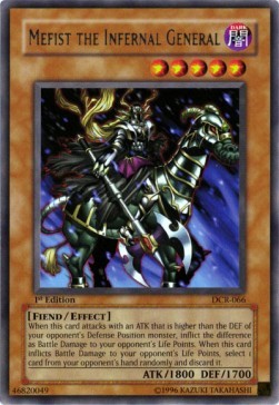 YuGiOh Mefist the Infernal General (V.1) DCR-EN066 Rare Englisch Poor unl.
