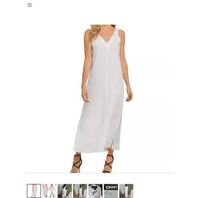 chinese dress ladies Linen Blend Shift Dress Off White / Medium