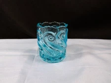 L.G. Wright Blue Glass S Repeat Toothpick Holder
