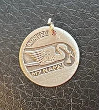 Vintage Engravable Sterling Silver New Baby Charm ~ ARRIVED & NAME by Forstner