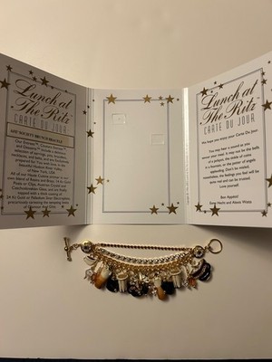 Vintage Lunch at the Ritz Gold Tone Cafe Society Brunch Bracelet With Menu