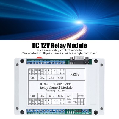 N223B08 8CH DC 12V RS232 Relaismodul Serielle Schnittstelle Fernbedienungsschalt