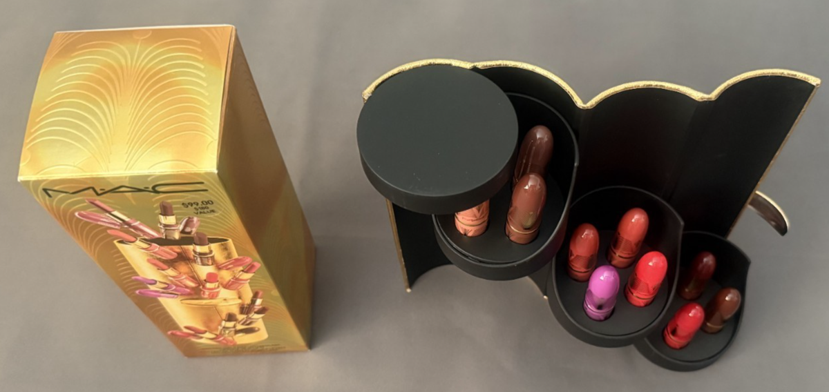 MAC GOLDEN GIRLS MINI LUSTREGLASS LIPSTICK VAULT X12 COLOR SET NIB