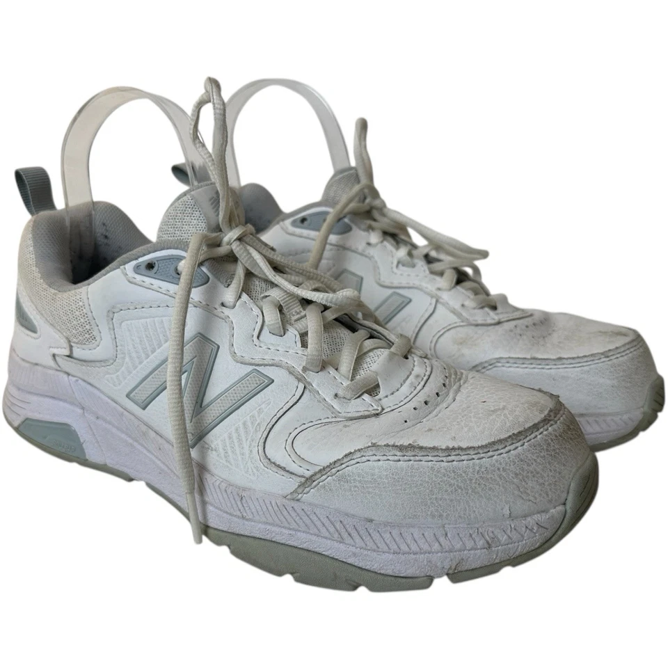 Tênis New Balance Feminino 8.5 Couro Branco WX857v3 Academia Errand Train Low Top Anos 80 - Imagem 4 de 4