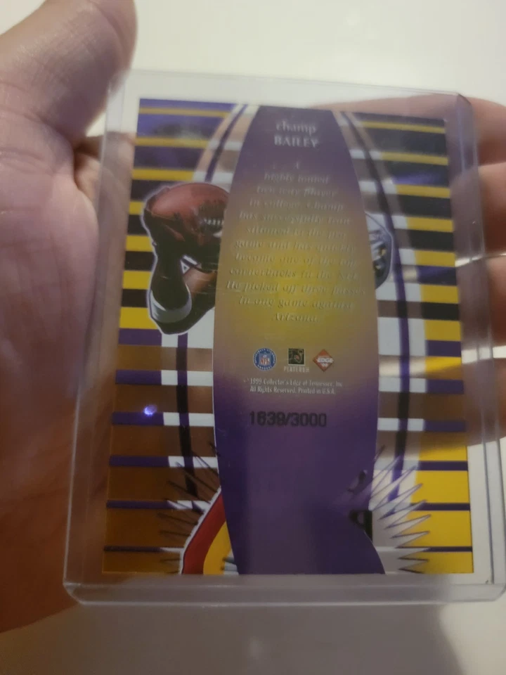 Champ Bailey 1999 Collector's Edge Masters Majestic #/3000 Inserir Washington  - Imagem 2 de 2