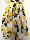 Women's Vtg White & Yellow Lemons Stretch Cotton Pleated Twirl Novelty Skirt XL — photo 4