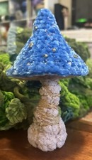 Crochet velvet Fairy Mushroom Woodland Fairy cottage-core mushroom blue velvet 