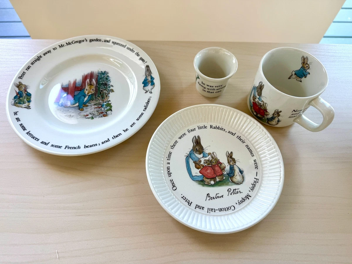 Beatrix Potter Peter Rabbit 4 Piece Set Wedgwood Mug, Plates & egg cup