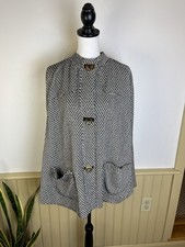 Skirth Around Houndstooth Poncho Cape Sz 12 Gold Clasp City Chic Outerwear Prep