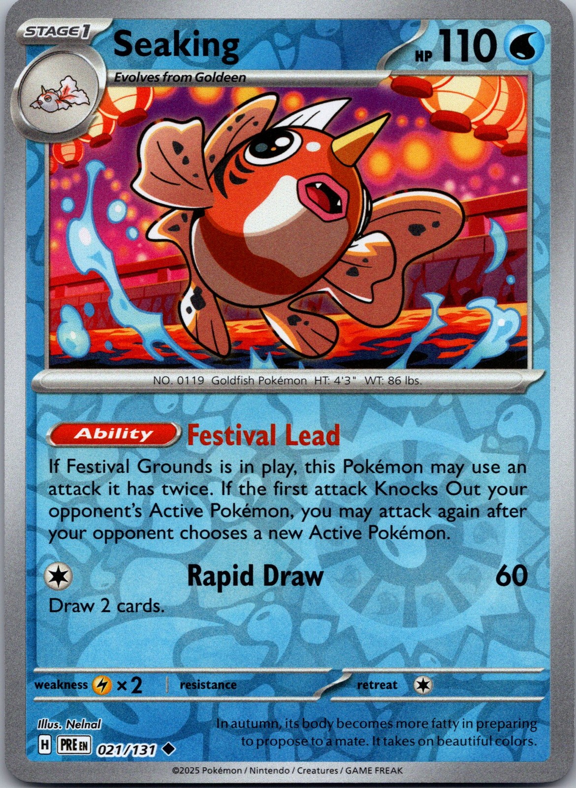 Seaking Reverse Holo Uncommon SV: Prismatic Evolutions 021/131 NM-LP