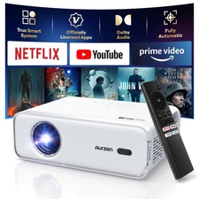 Aurzen EAZZE D1 Smart Projector with WiFi and Bluetooth, Netflix-Officially-L...