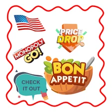 🎲Monopoly Stickers Go! ALL 1⭐- 6⭐ (Bon Appetit) CHEAPEST🔥SUPER FAST