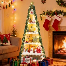 63" Tall Christmas Village Display Platform 6 Tier Christmas Tree Shelf Large DI