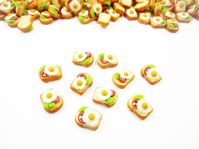 Dollhouse Food Fried Egg Vegetable Toast Breakfast Lot 10 Miniature Bread 16999