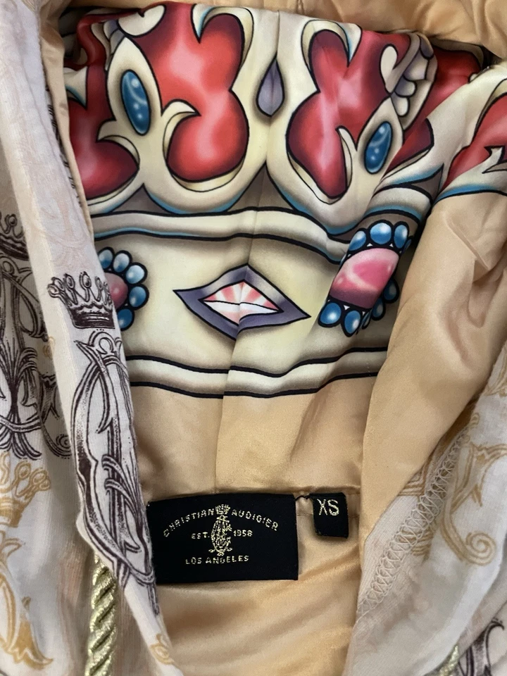 Christian Audigier Mujer Especialidad Sudadera con Capucha Chaqueta Negro Diseño Pantera Totalmente Nueva Foto 3 de 4