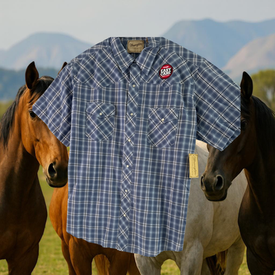 Wrangler Mens' Size Large Pearl Snap Shirt Blue Diamonds Long