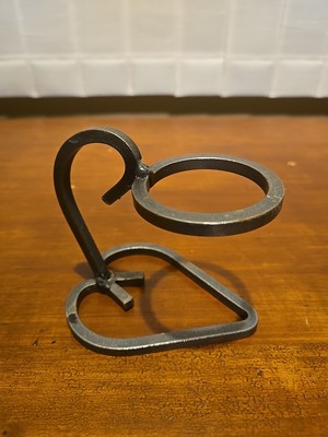 Vintage Mid Century Scandi Modern Danish Iron & Glass Heart Candle Holder