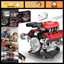 Working Mini V8 Engine Model Kit - 653PCS for Adults, Boys  Kids - STEM Toy