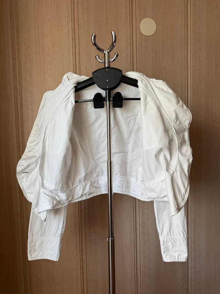 CHAQUETA BLAZER MUJER MIU MADE IN ITALY BLANCO BOTÓN PLATA 100% ALGODÓN TALLA XL Foto 2 de 4