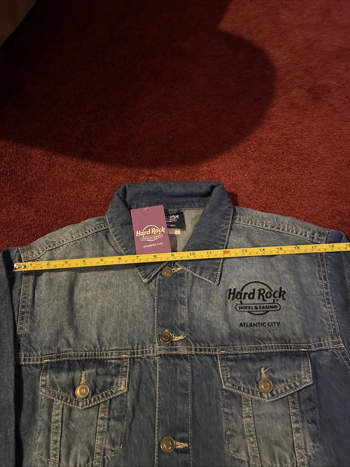 HARD ROCK CASINO Atlantic City Denim Jean Jacket BRAND NEW WITH TAGS SZ LARGE image 10