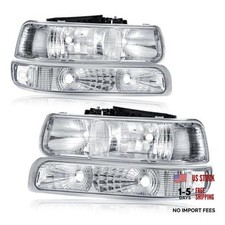 Headlights Assembly Compatible with 1999-2002 Chrome Housing Clear Reflector