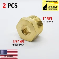 2 PC- 1" Male x 3/8" Female NPT Pipe reducer Hex Bushing adapter Brass Fitting