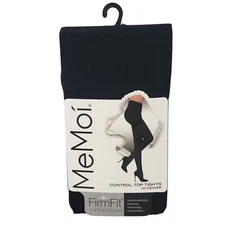 MeMoi 40 Denier Non-Binding Control Top Tights Black MO-840 Nylon Blend Sz M/L