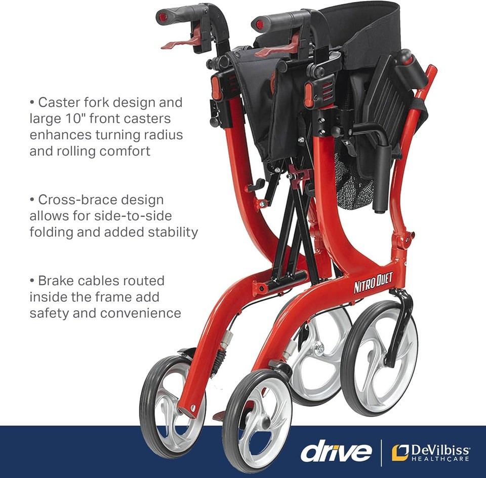 Drive Medical Nitro Dual Function Transport Wheelchair and Rollator