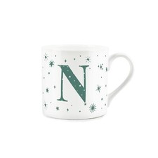 Personalised Initial Bone China Tea/Coffee Mug Gift - Teal Star Letter N
