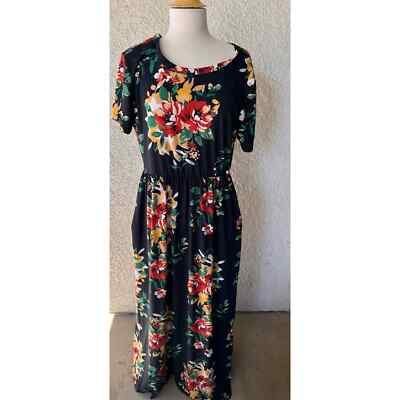 Black Floral CHIFFON MAXI DRESS w/ side pocket- sz 14 | eBay Black Floral CHIFFON MAXI DRESS w/ side pocket- sz 14 | eBay