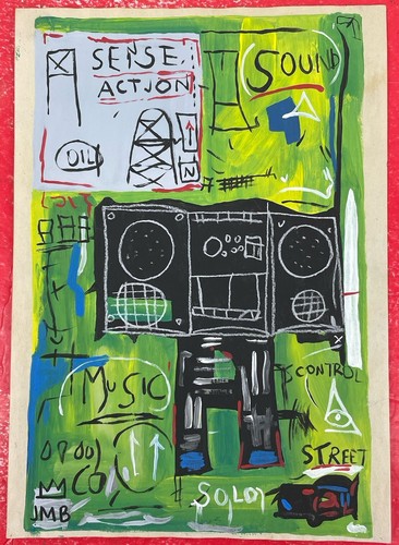 Jean-Michel Basquiat Drawing on paper (Handmade) signed and stamped - 第 1/2 張圖片